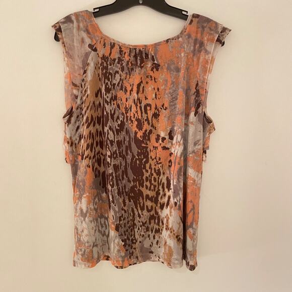 Y2K DKNY Jeans Petites Ruffle Tank Top Large Animal Print Sheer Mesh Bratz 2000s - Picture 2 of 7